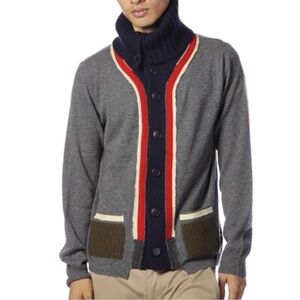 WENDI REED Cashmere Turtleneck Cardigan Striped Colored Placket - Size 1 (Small)